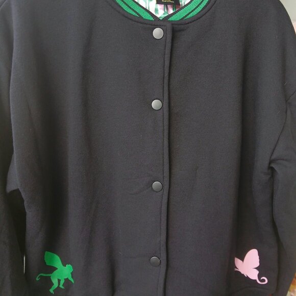 Wicked Defy Gravity Girls Varsity Black/Green Jacket - Size 14-16 NWOT - Picture 1 of 7